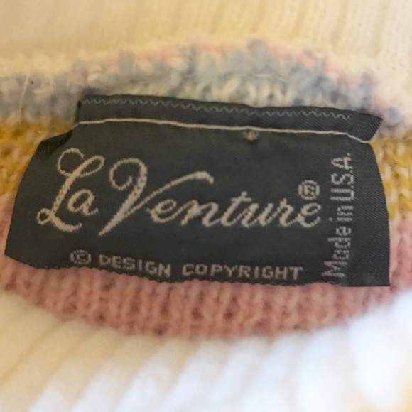 Vintage LA VENTURE Pastel Pattern Knit Sweater - Picture 4 of 5